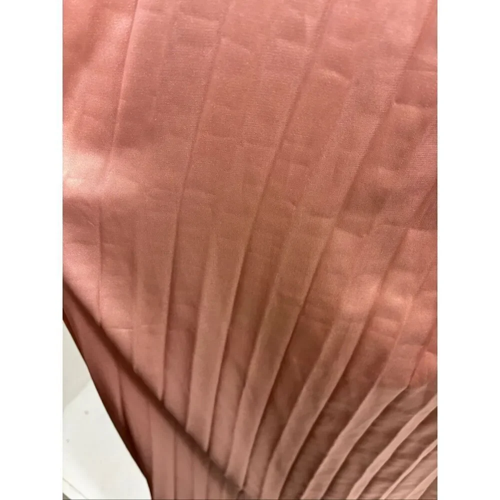 By the River Anthropologie NWOT Satin Pleated Strap Maxi Dress in Champagne Size